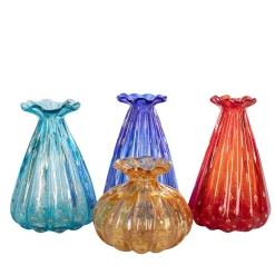 Officine di Murano 1295 1950 Set di 4 vasi a balze policromi
