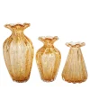 Officine di Murano 1295 1950 Set di 3 vasi in ambra con bolle d'oro