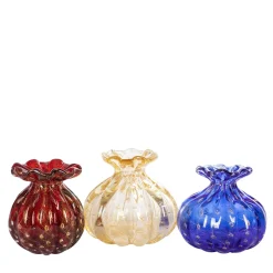Officine di Murano 1295 1950 Set di 3 vasi policromi con bolle d'oro