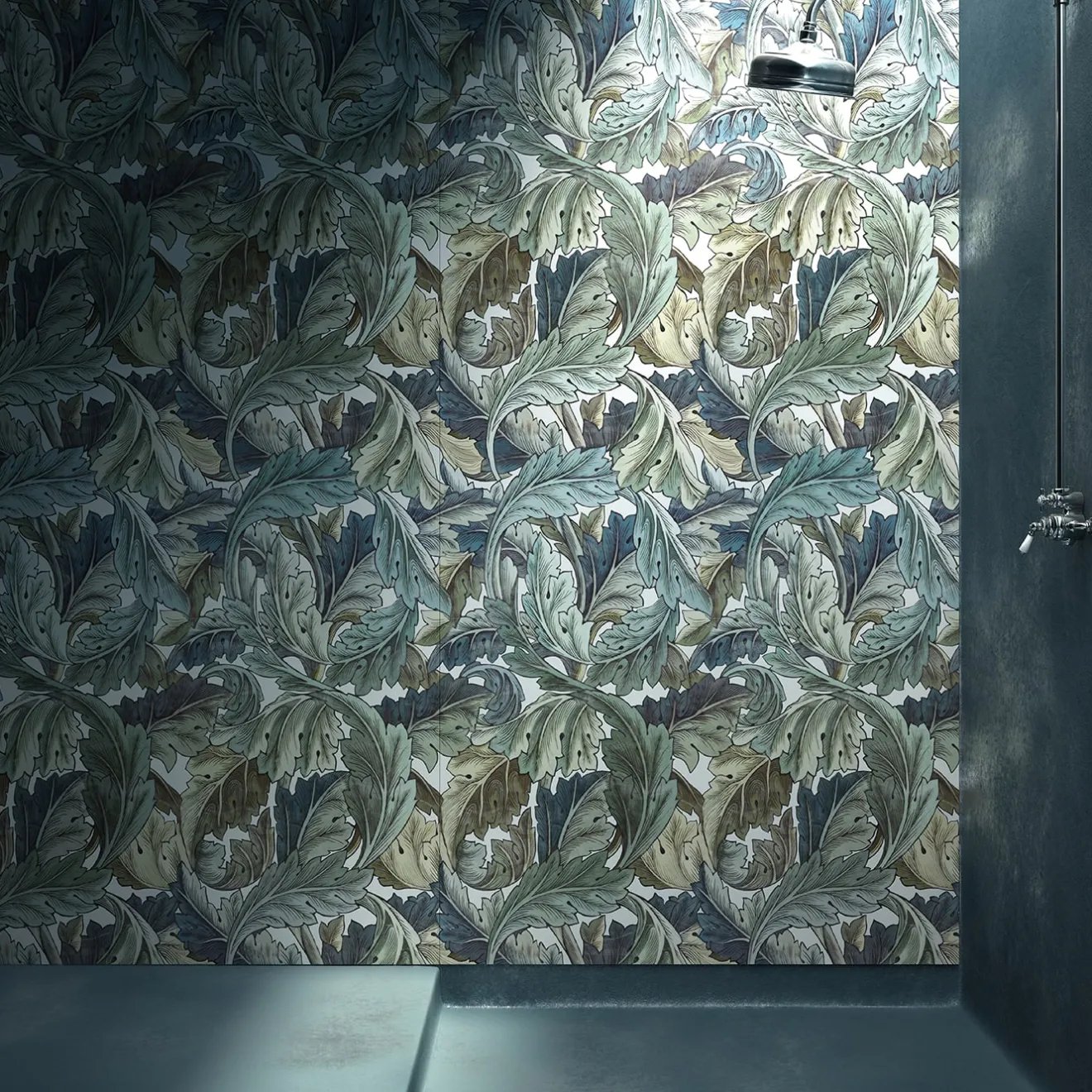 Devon&Devon Acanthus Painted Blue Rivestimento In Gres Porcellanato Smaltato