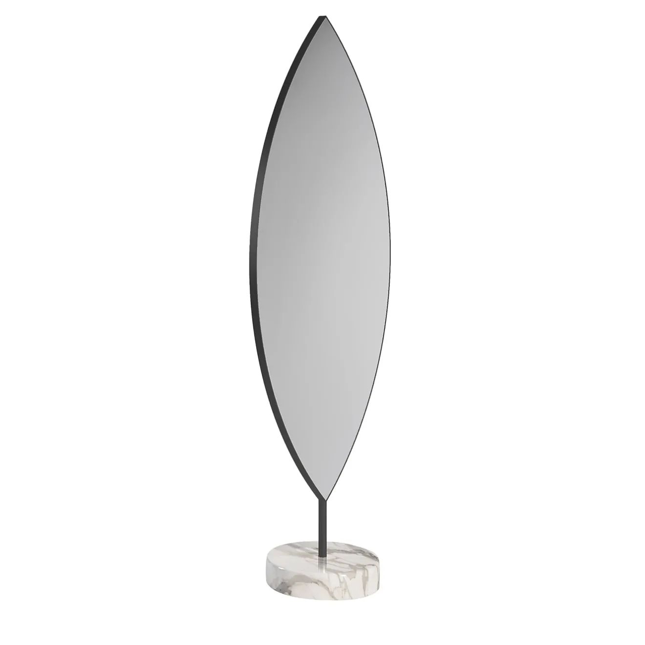 Secolo Aglaia Calacatta Marble And Black Metal Floor Mirror