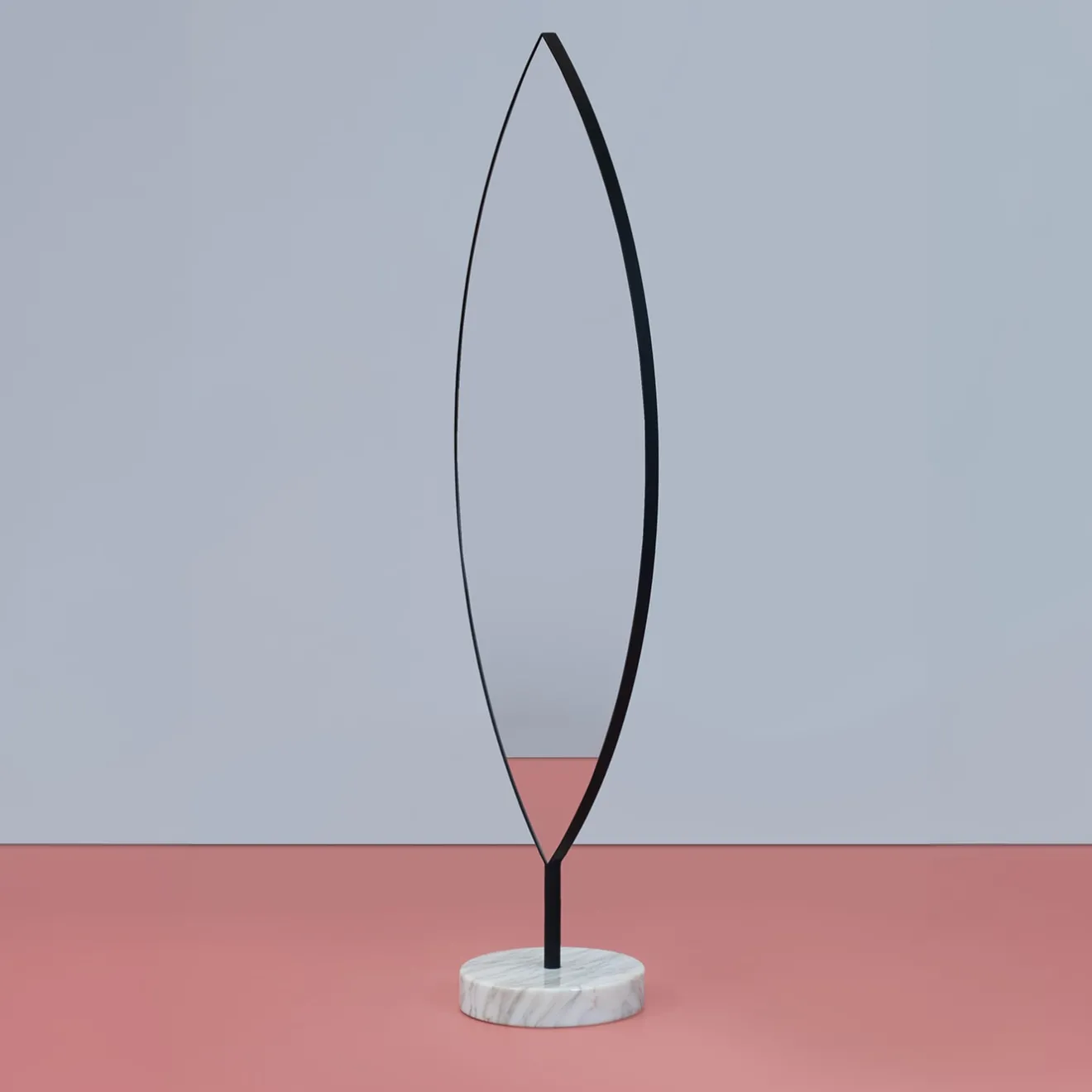Secolo Aglaia Calacatta Marble And Black Metal Floor Mirror