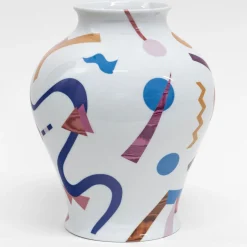 Grand Tour by Vito Nesta Alchimie vaso anfora in porcellana con decoro astratto h32cm