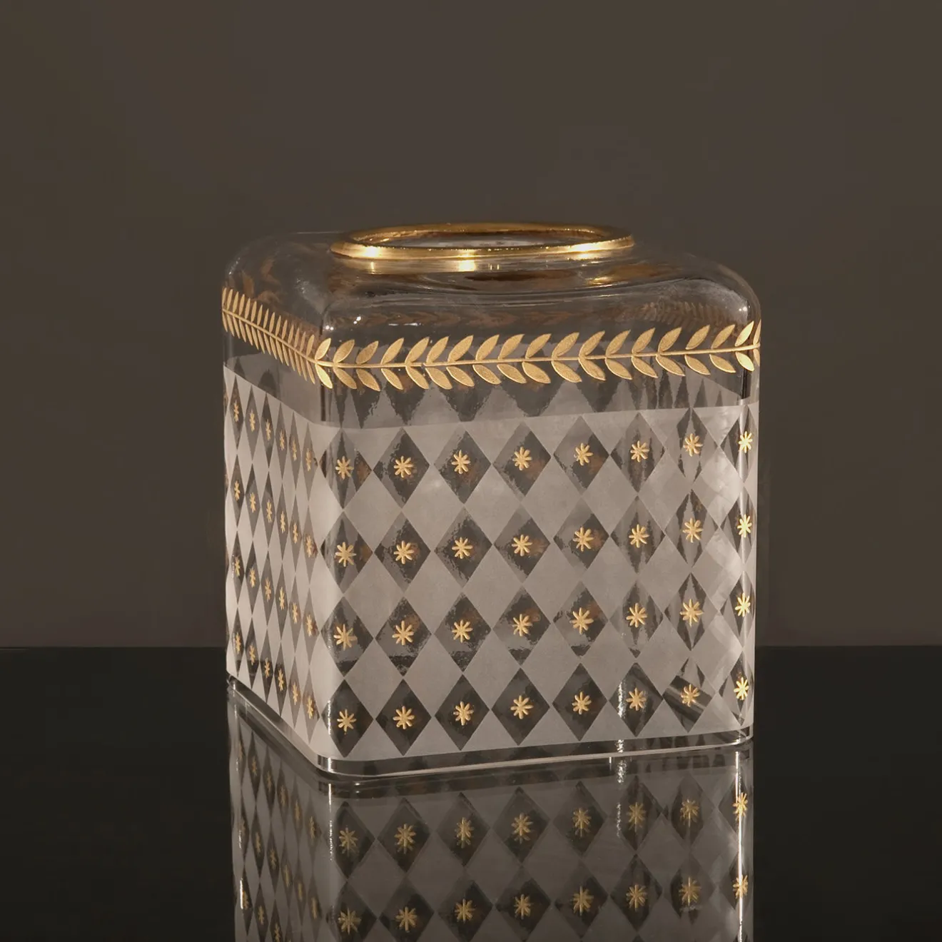 Griffe Montenapoleone by Vetrerie di Empoli Alloro Dettagli oro Foglia Copri fazzoletti di vetro