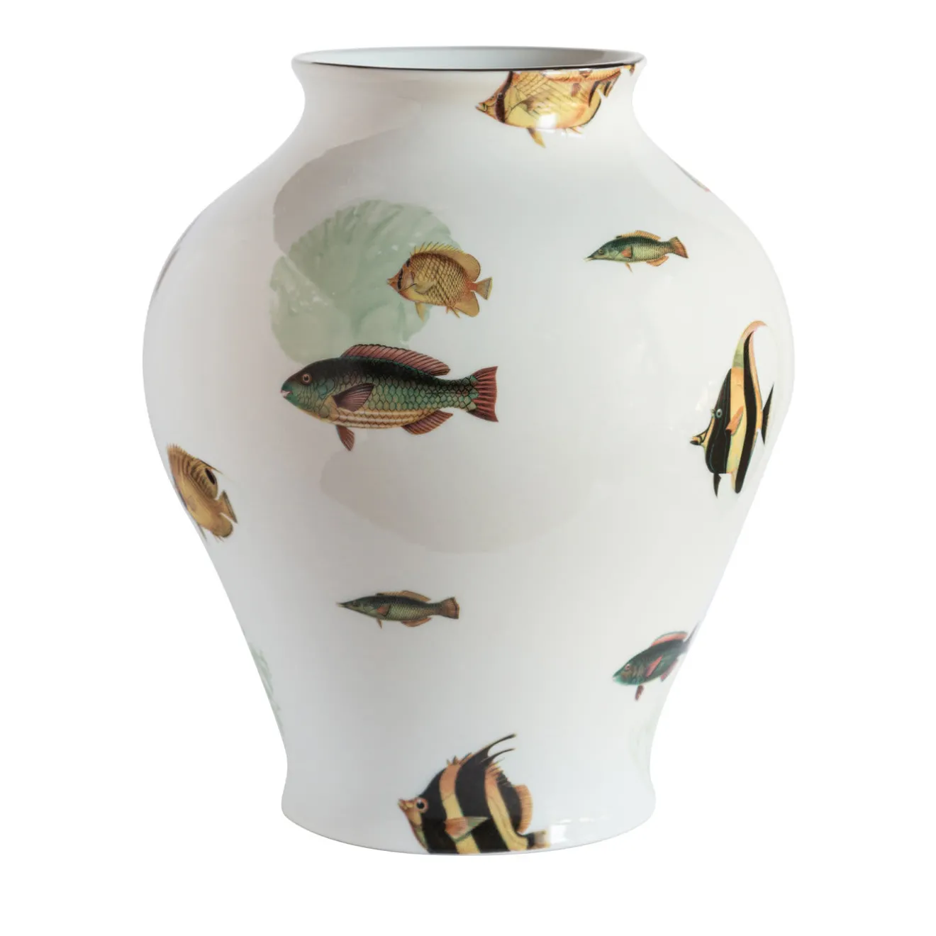 Grand Tour by Vito Nesta Amami Amphora Vaso in porcellana con pesci tropicali H27Cm