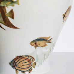 Grand Tour by Vito Nesta Amami Amphora Vaso in porcellana con pesci tropicali H27Cm