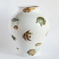 Grand Tour by Vito Nesta Amami Amphora Vaso in porcellana con pesci tropicali H27Cm