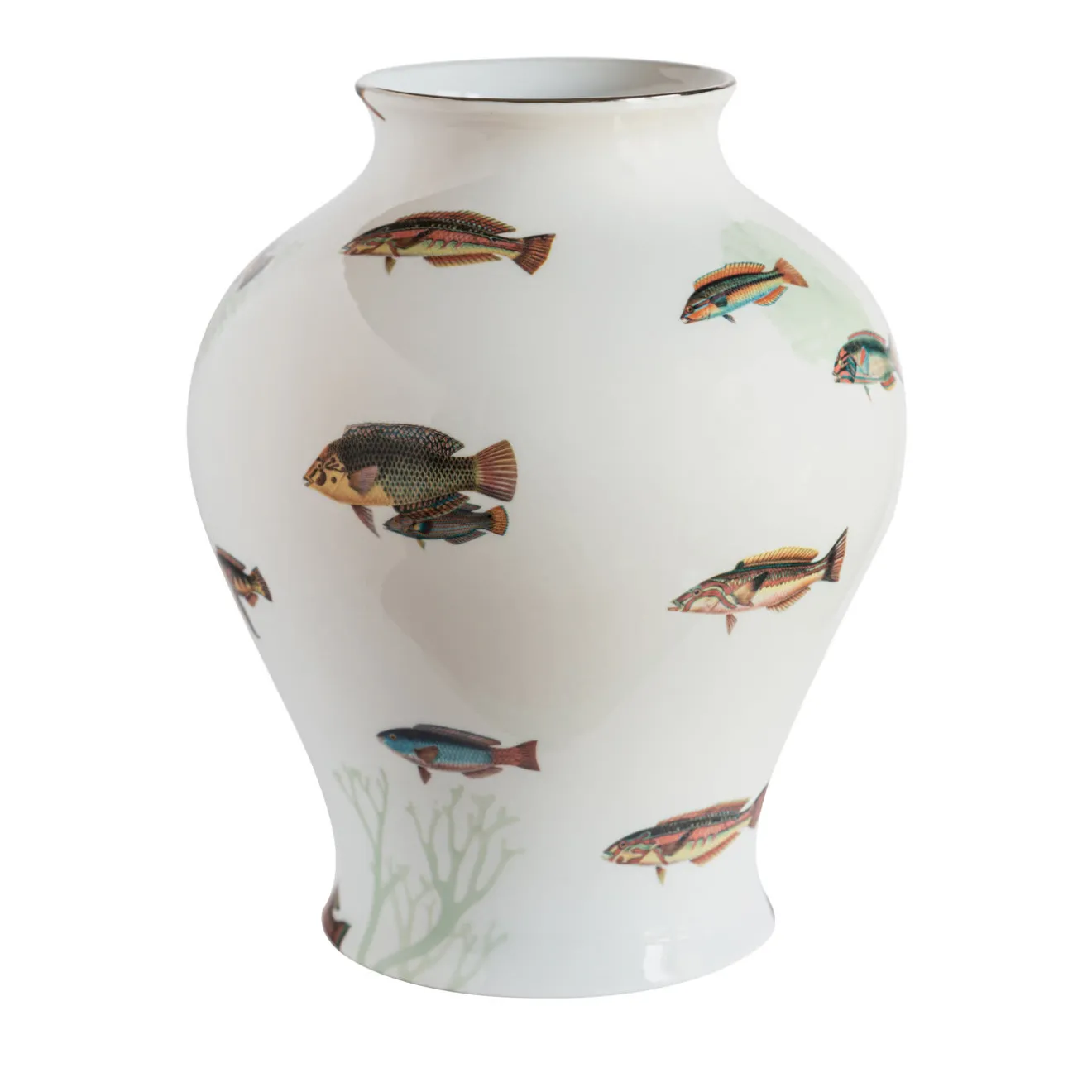 Grand Tour by Vito Nesta Amami Amphora Vaso in porcellana con pesci tropicali H32Cm