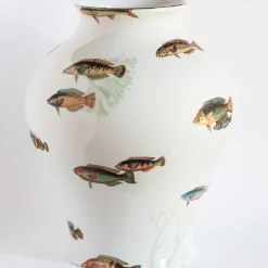 Grand Tour by Vito Nesta Amami Amphora Vaso in porcellana con pesci tropicali H32Cm