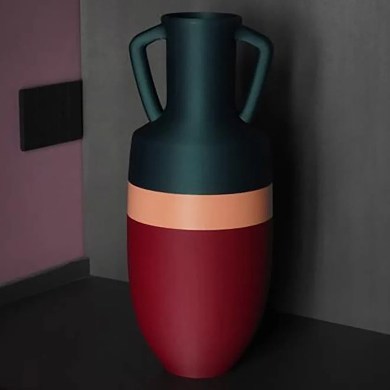 Pop Pot Anfora Ottaviano XL Burgundu rosa e verde