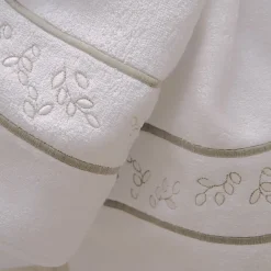 Verderoccia Asciugamano da bagno Roma White & Silver Olive