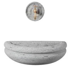Veltha Outdoor Stone Design Bacino esterno in pietra peperino grigia Rasna