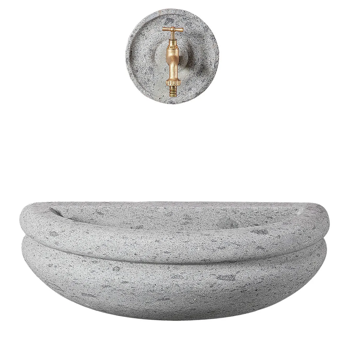 Veltha Outdoor Stone Design Bacino esterno in pietra peperino grigia Rasna