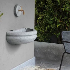 Veltha Outdoor Stone Design Bacino esterno in pietra peperino grigia Rasna