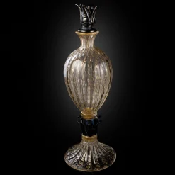 Officine di Murano 1295 Bottiglia con piede nero e oro 24KT
