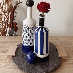 Lab Design Bottiglia decorativa Gemini blu con coperchio