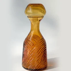 Studio Bojola Bottiglia Decorativa Grecale in Cristallo Ambra