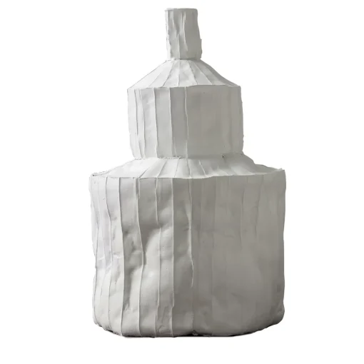 Paola Paronetto Bottiglia Fide Corteccia in Ceramica Bianca