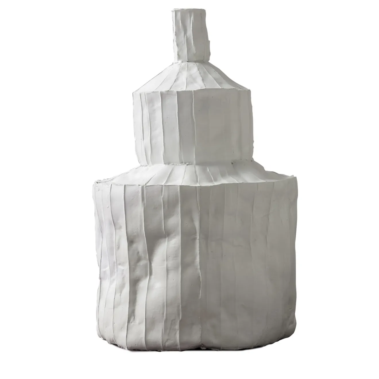 Paola Paronetto Bottiglia Fide Corteccia in Ceramica Bianca