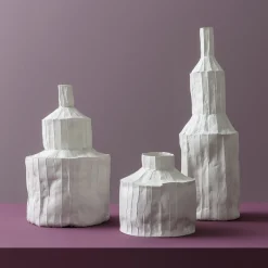 Paola Paronetto Bottiglia Fide Corteccia in Ceramica Bianca