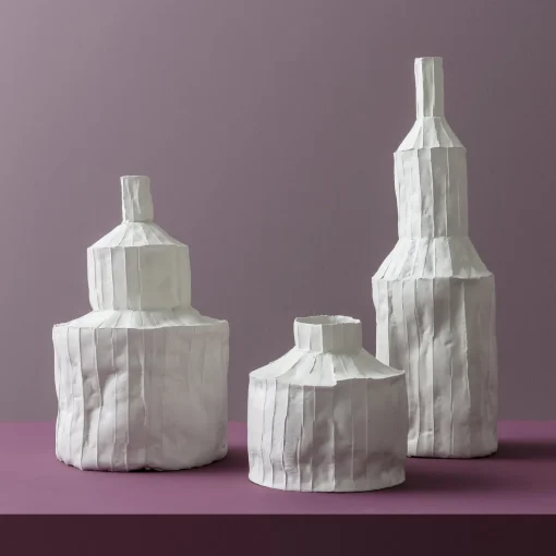 Paola Paronetto Bottiglia Fide Corteccia in Ceramica Bianca