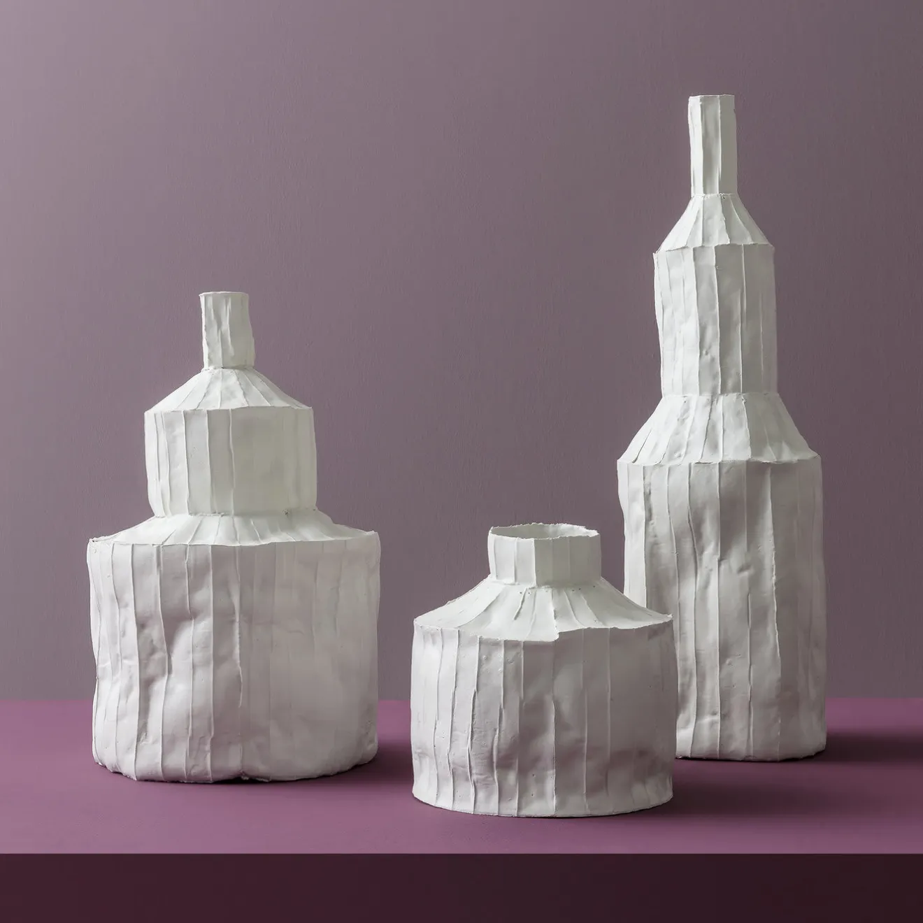 Paola Paronetto Bottiglia Fide Corteccia in Ceramica Bianca