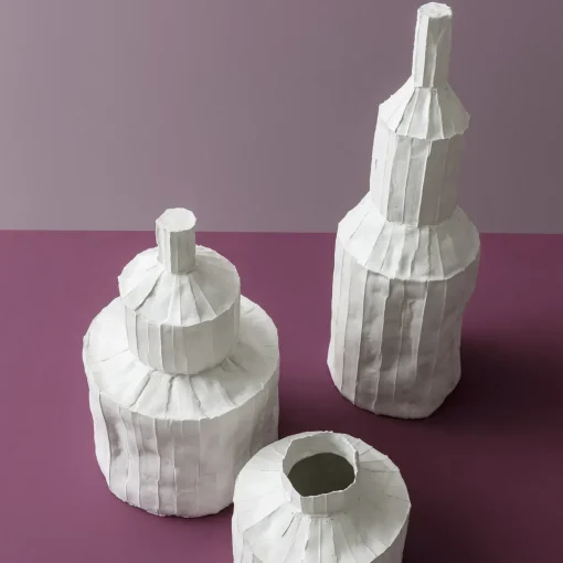 Paola Paronetto Bottiglia Fide Corteccia in Ceramica Bianca