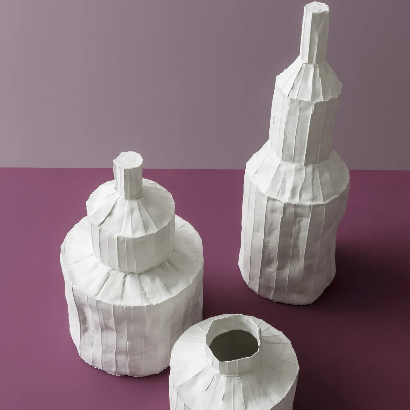 Paola Paronetto Bottiglia Fide Corteccia in Ceramica Bianca