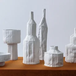 Paola Paronetto Bottiglia Fide Corteccia in Ceramica Bianca