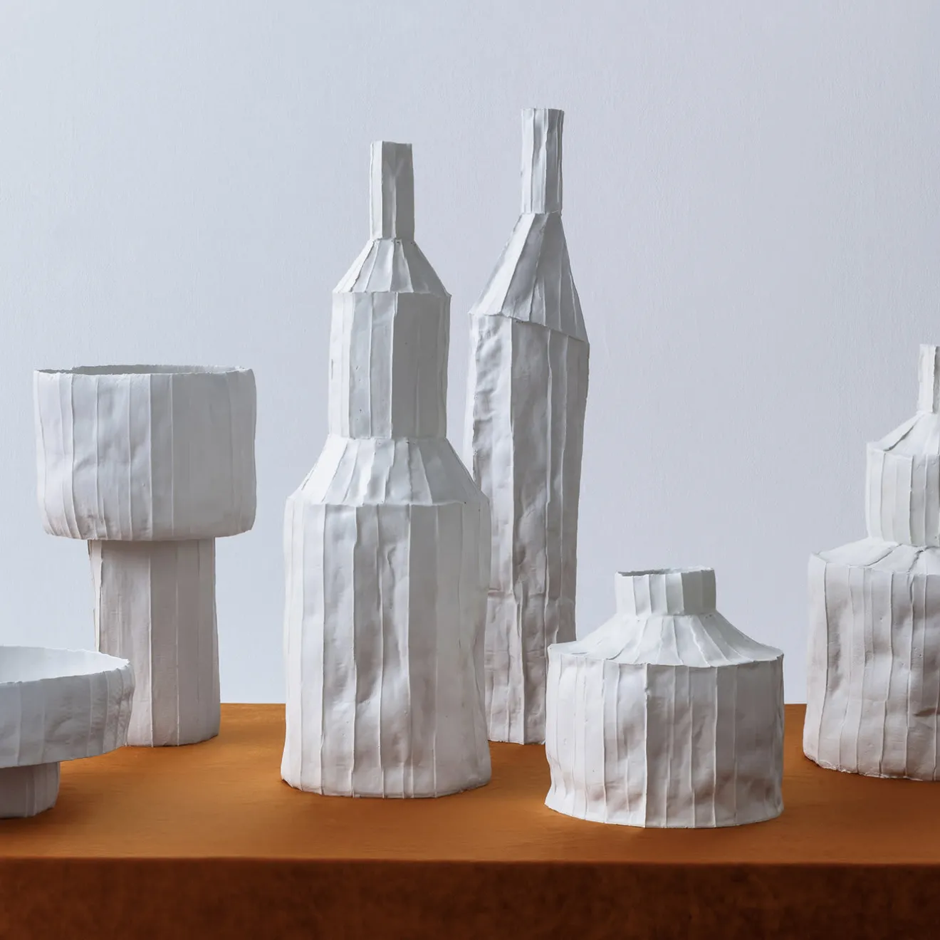 Paola Paronetto Bottiglia Fide Corteccia in Ceramica Bianca