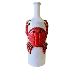 Ceramiche Ceccarelli Bottiglia in Ceramica Policroma con Aragosta #2