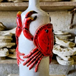Ceramiche Ceccarelli Bottiglia in Ceramica Policroma con Aragosta #2