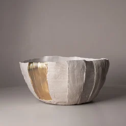 Paola Paronetto Bowl Cartoccio B17/Sabbia Chiaro con inserto dorato