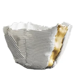 Paola Paronetto Bowl Cartoccio in ceramica bianca con inserto dorato #1