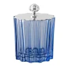 Greggio Box alta blu in cristallo con Coperchio Art Deco Placcato Argento