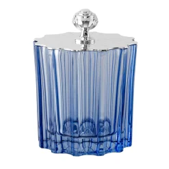 Greggio Box alta blu in cristallo con Coperchio Art Deco Placcato Argento