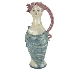 Alessandro Iudici Brocca in ceramica con donna dai capelli rossi