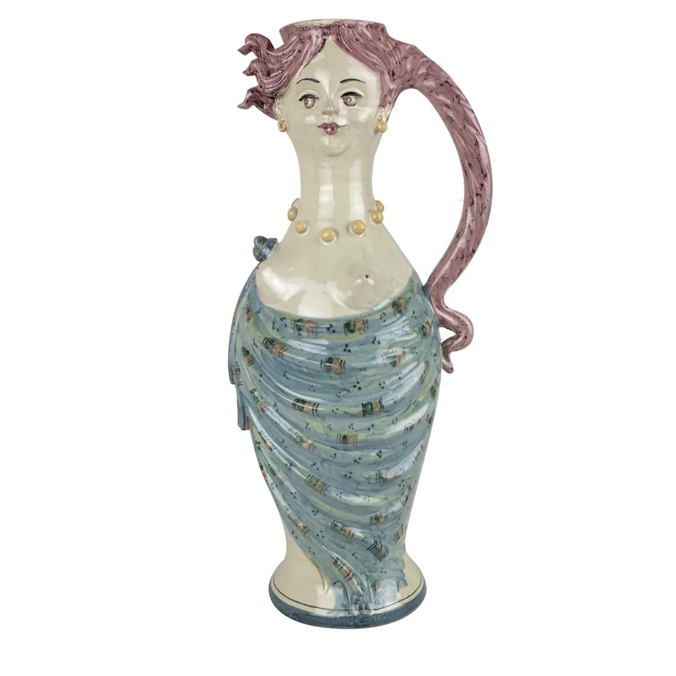 Alessandro Iudici Brocca in ceramica con donna dai capelli rossi