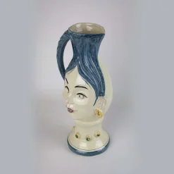 Alessandro Iudici Brocca in ceramica con donna dai capelli blu