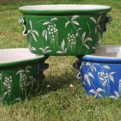 Ceramiche Ceccarelli Cachepot ovale blu Devonshire