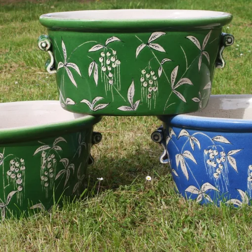 Ceramiche Ceccarelli Cachepot ovale blu Devonshire
