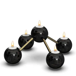 Fuda Candelabro a 5 sfere in marmo portoro nero Bramante di ADL Atelier Design Lab