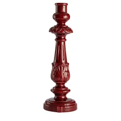 Fratelli Bevilacqua Candelabro Barocco in Ceramica Bordeaux