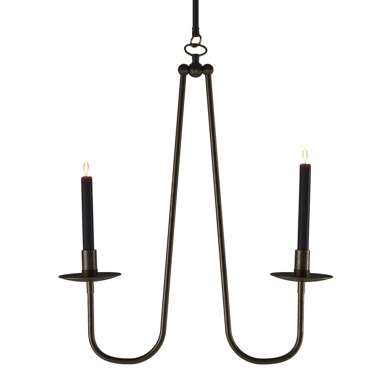 Renzo Serafini Candelabro da soffitto Penombra a doppio braccio in ottone scuro