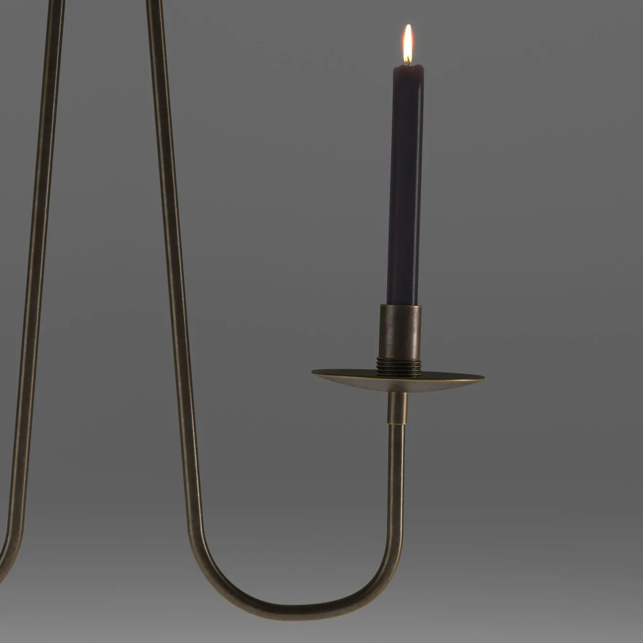 Renzo Serafini Candelabro da soffitto Penombra a doppio braccio in ottone scuro