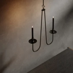 Renzo Serafini Candelabro da soffitto Penombra a doppio braccio in ottone scuro