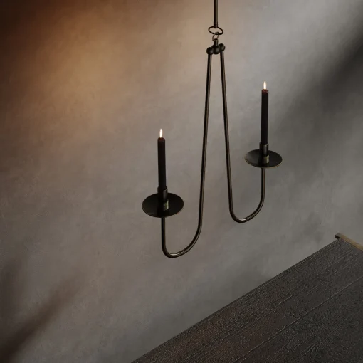Renzo Serafini Candelabro da soffitto Penombra a doppio braccio in ottone scuro