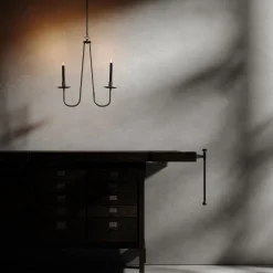 Renzo Serafini Candelabro da soffitto Penombra a doppio braccio in ottone scuro