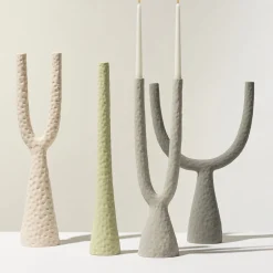 Ceramica Gatti 1928 Candelabro Delta in ceramica antracite opaco