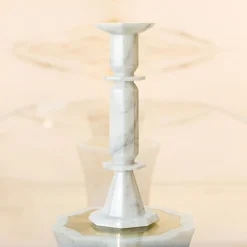 Fuda Candelabro Oreadi Nix in Marmo Bianco di Rotella